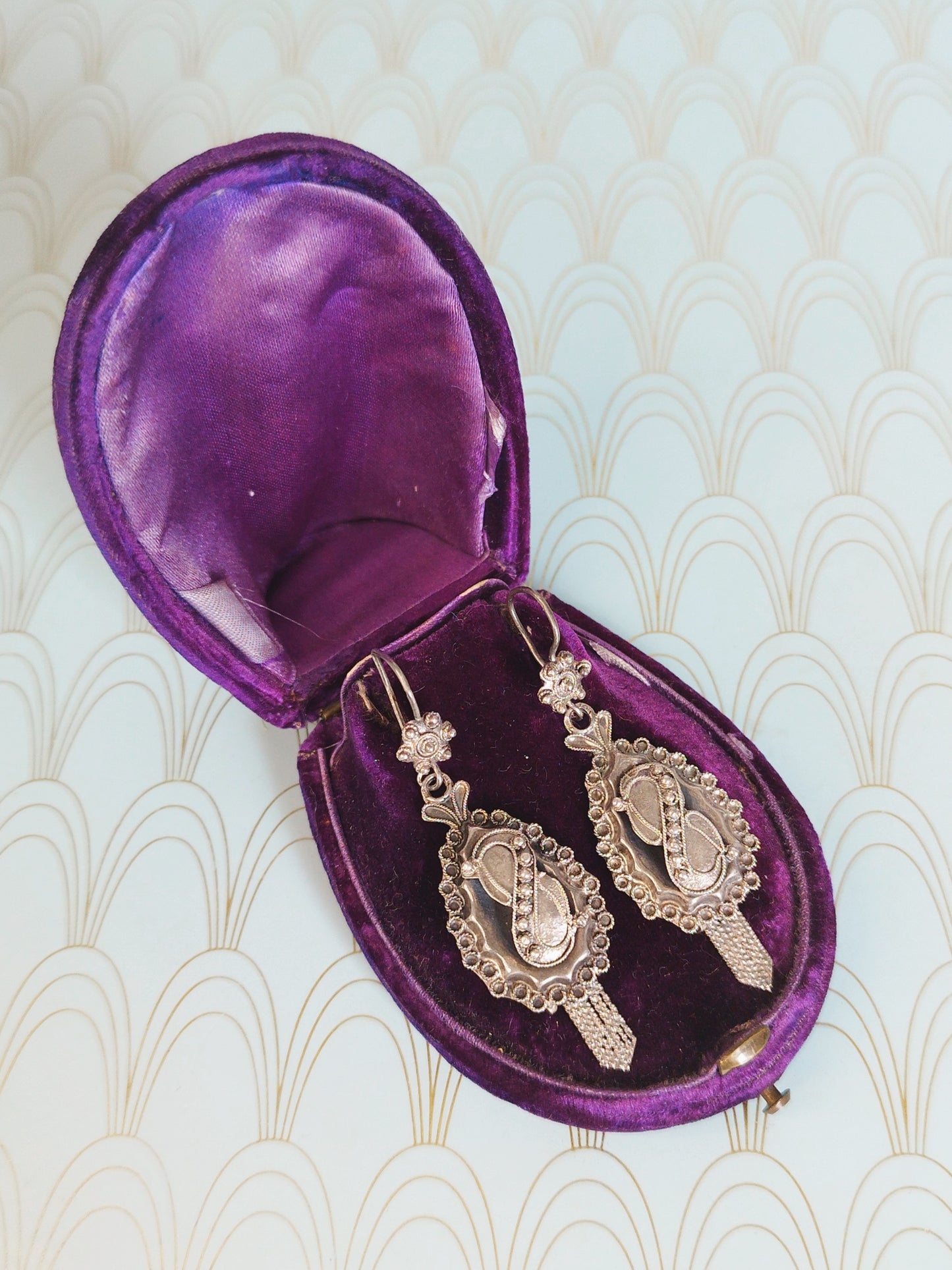 Luxury Antique Dutch Filigree Dangle Drop Earrings, Antique Silver Earrings, Portuguese Filigree, Antique Dormeuse Earrings, Gift for Her...